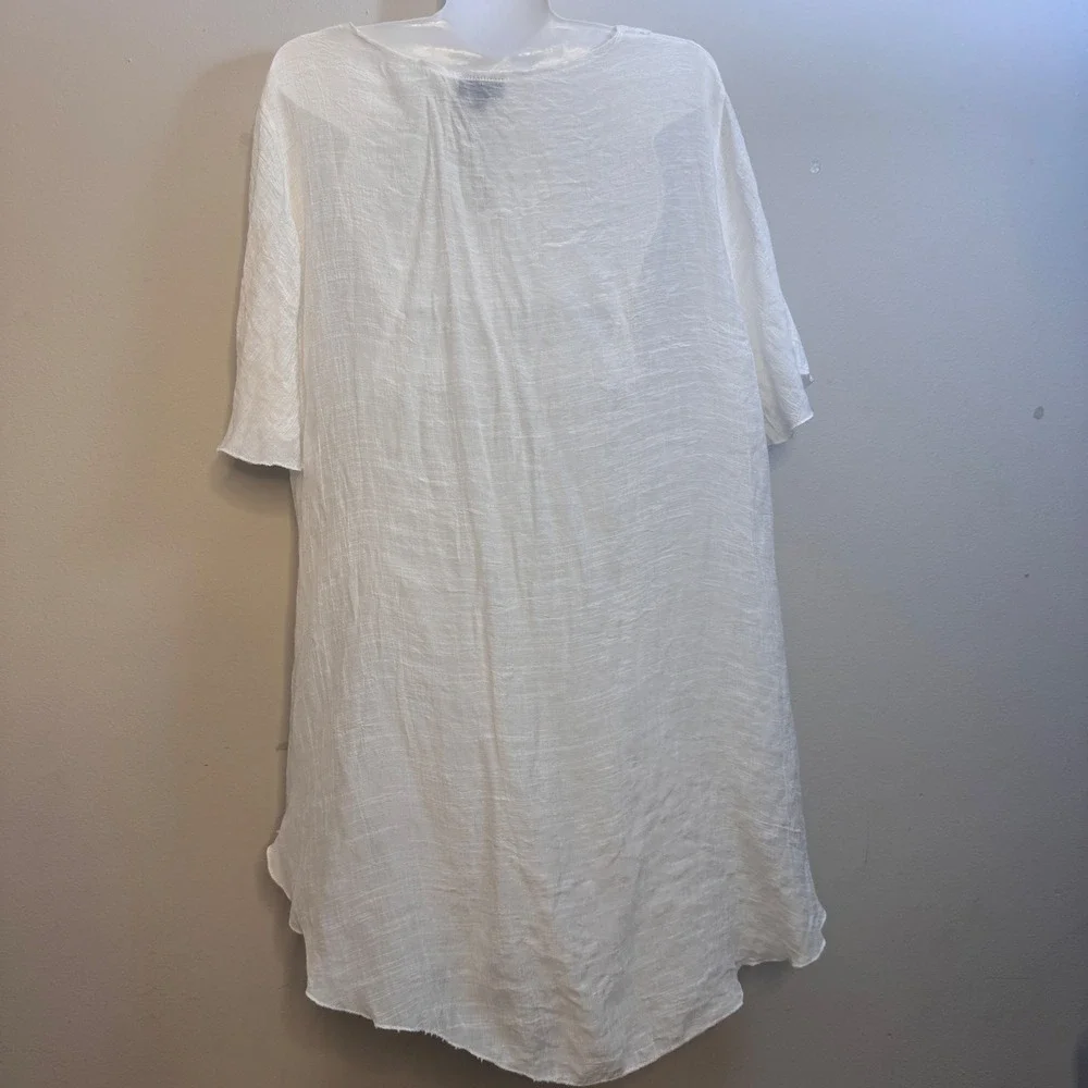 Coco + Carmen Cover Up Tunic Top Crochet Detail White S/M has one small spot - Picture 5 of 10